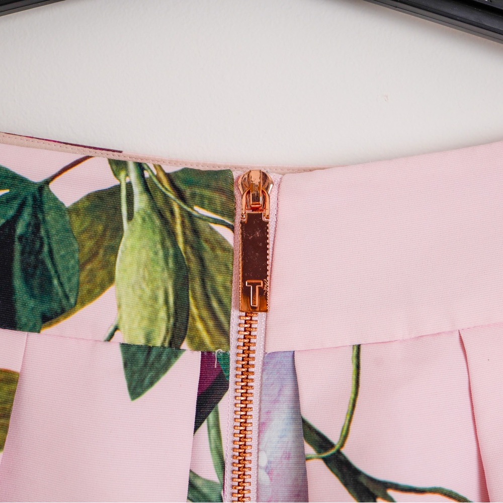 Ted Baker Pink Floral & Lemon Print Midi Skirt - Picture 3 of 6